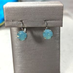 Sabika retired blueish/greenish irradecent silver leaver back earrings